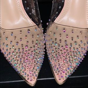 Nude/Clear Rhinestone Pumps